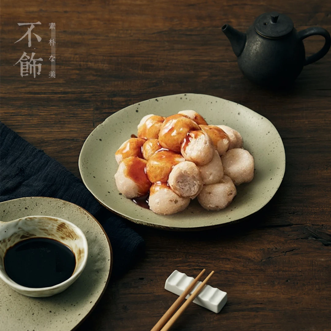 久田【手作沙拉陶盘】复古高温手工个性粗陶盘