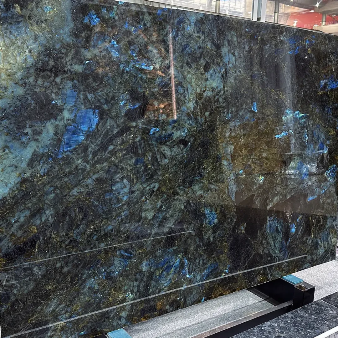 蓝翡翠奢石餐桌长方形天然大理石餐桌设计师高端别墅意式极简饭桌