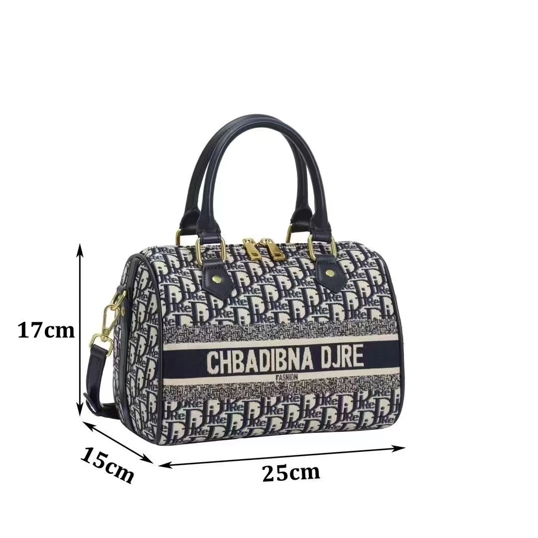 【16号】经典爆款枕头包百搭女士3371#蓝色印花波士顿肩包斜跨包