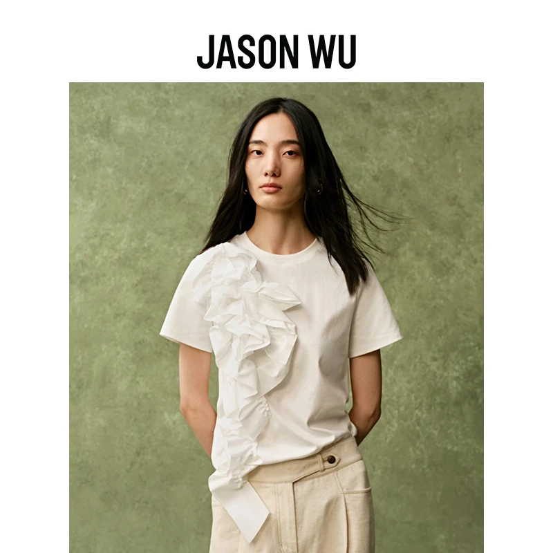 【王艳同款】【盘花系列】JASON WU 春夏新款手工盘花短袖上衣T恤