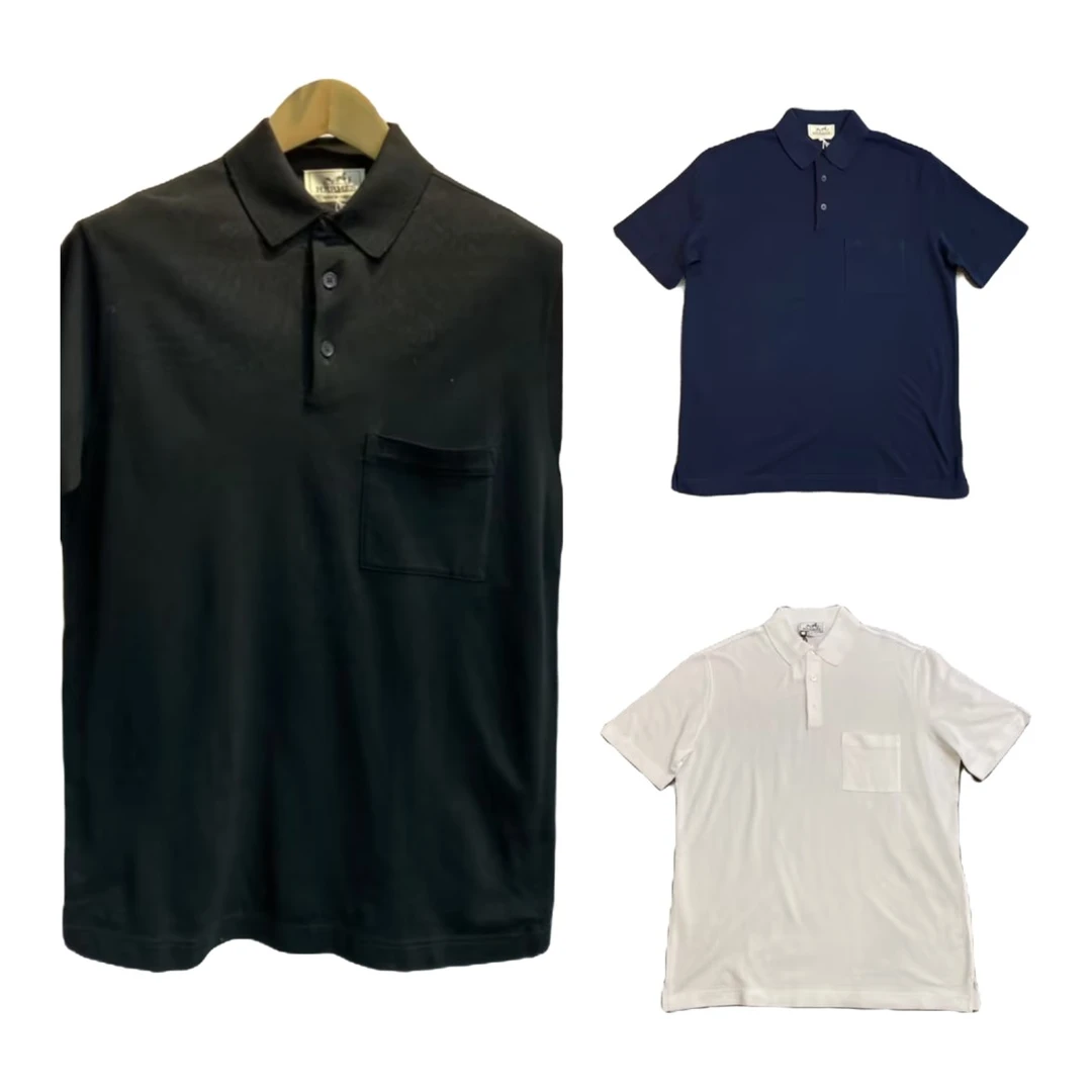 全新未使用 Hermes/爱马仕 商务休闲男士经典款Polo衫 454