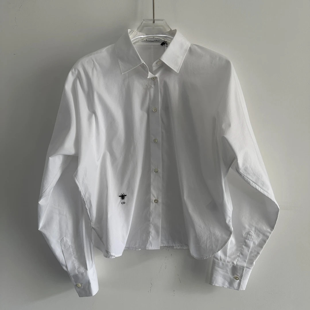 全新未使用 DIOR/迪奥 女士黑色小蜜蜂蝙蝠袖衬衫百搭款 129429