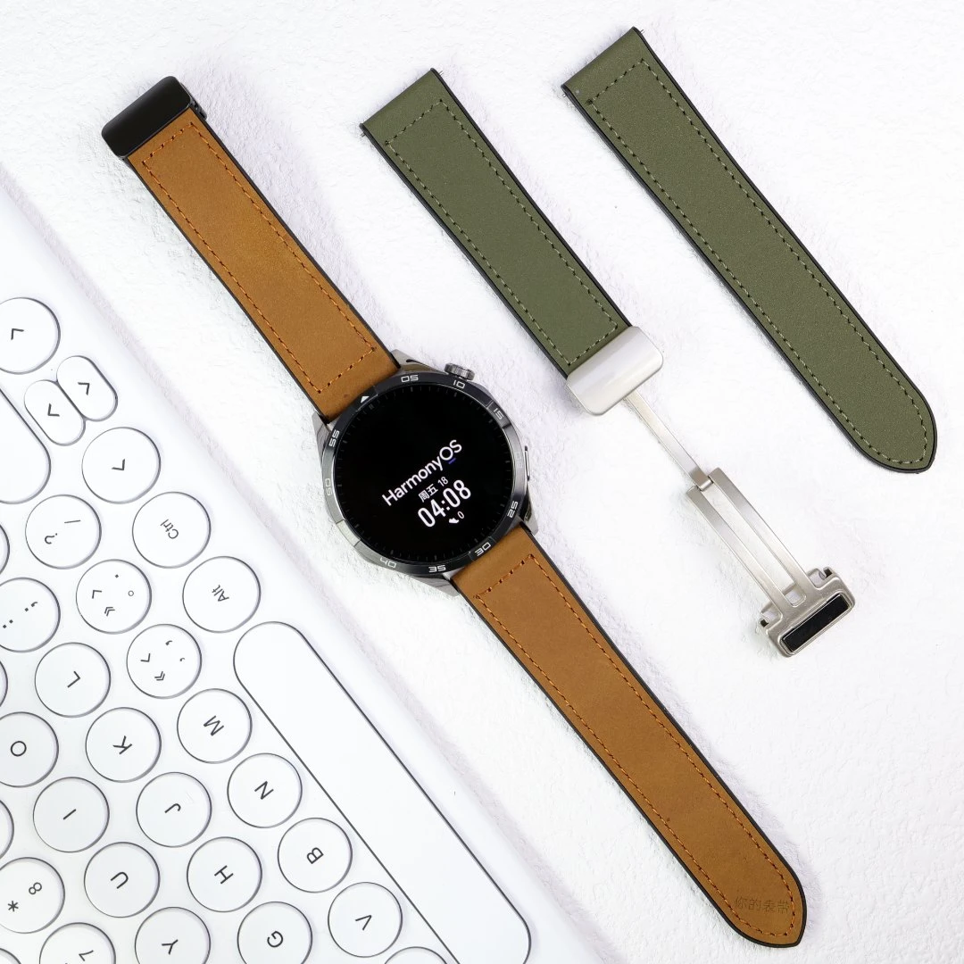 适用华为GT6/ProGT4手表带疯马纹硅胶贴皮2/3pro磁吸扣Watch5荣耀