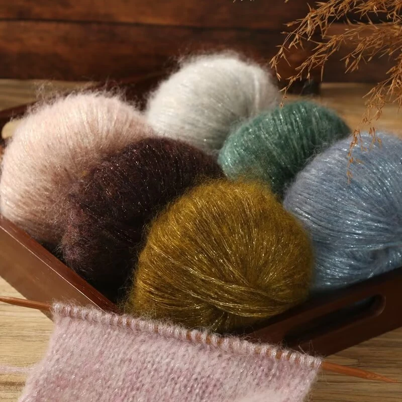 金葱马海毛拍一发二中粗宝宝线手编线手工diy钩织帽子围巾外套