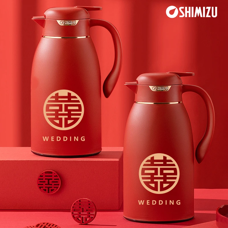 清水保温壶结婚暖壶陪嫁一对暖水壶喜事红色热水瓶开水壶婚庆用品
