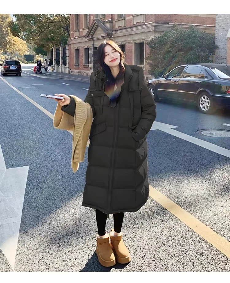 【总仓】新款加厚长款宽松休闲简约白鸭绒羽绒服