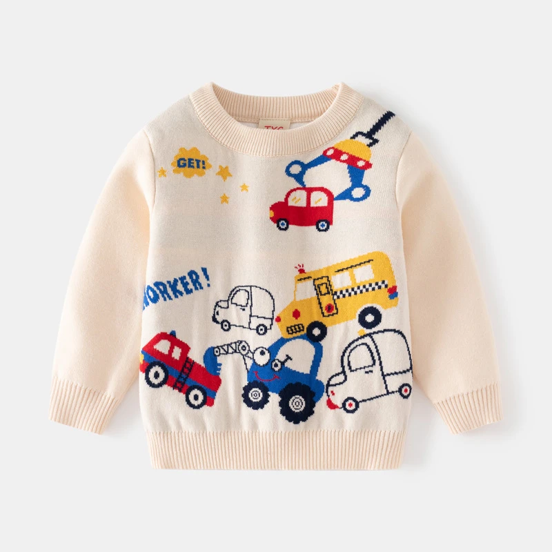 【好物】腾云鸽童装男童双层棉线抓车车提花套头毛衣秋冬新款宝宝