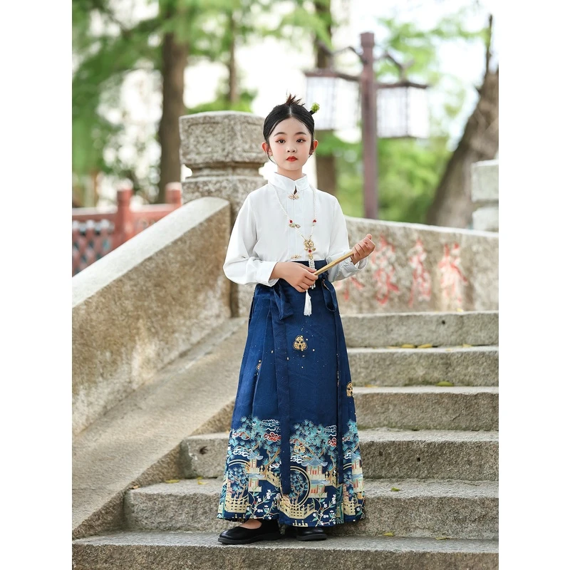 【俏江南】男女童中国风古装改良马面裙套装新款女孩汉服唐装明制