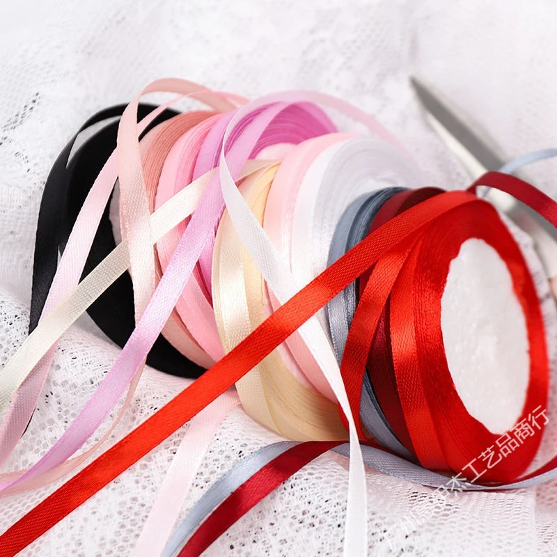 0.6CM绸带窄细丝带diy手工彩带缎带婚庆礼品盒花束包装材料蝴蝶结