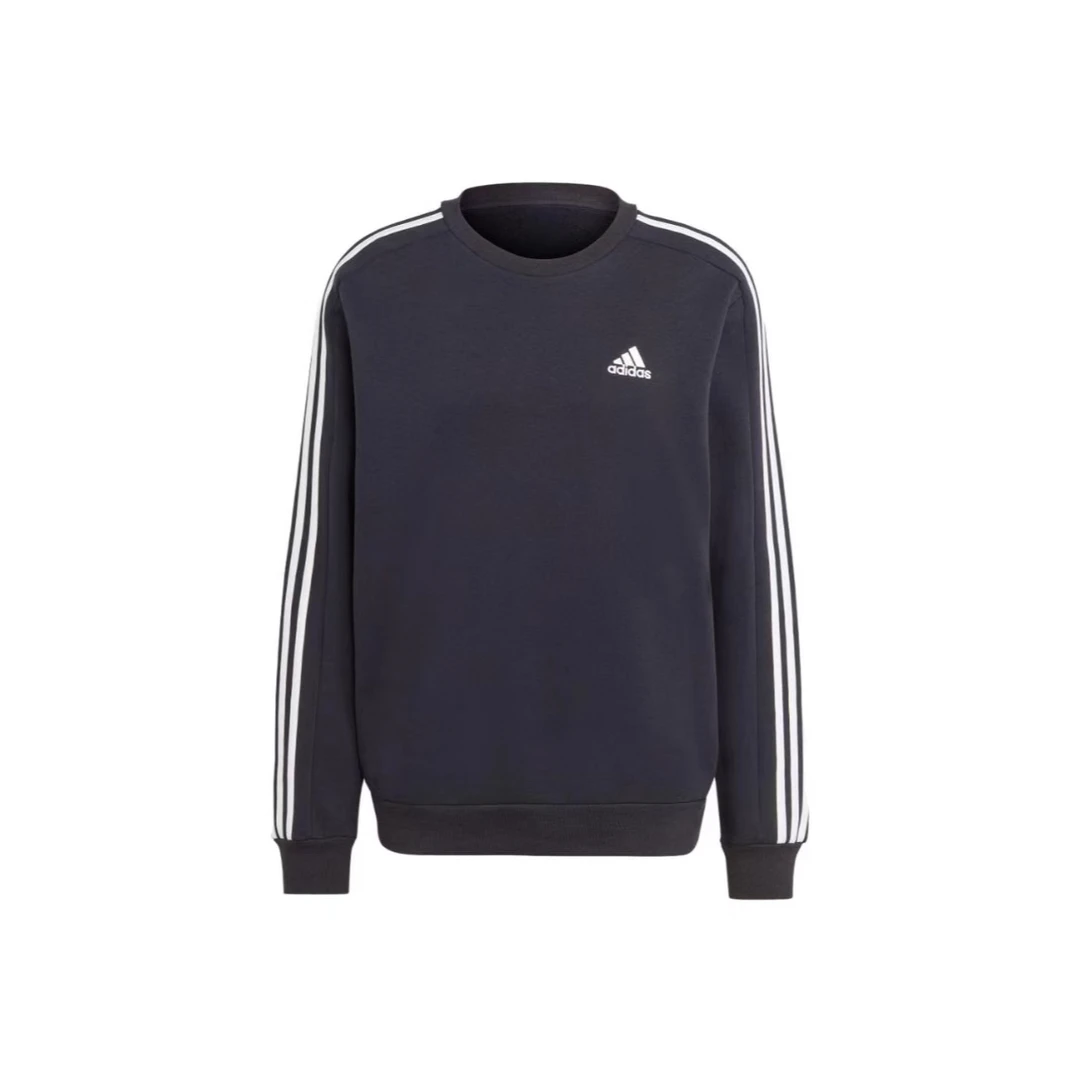 【万象城AD SWC】阿迪达斯三条纹拼色圆领套头卫衣 男款 黑色IB4027