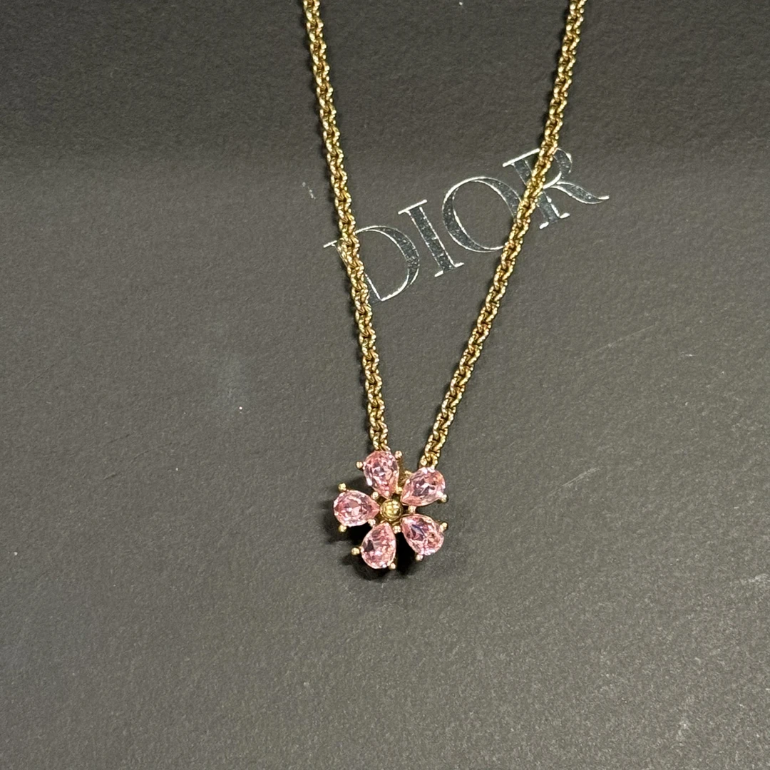 95新 DIOR/迪奥 迪奥粉色花花项链