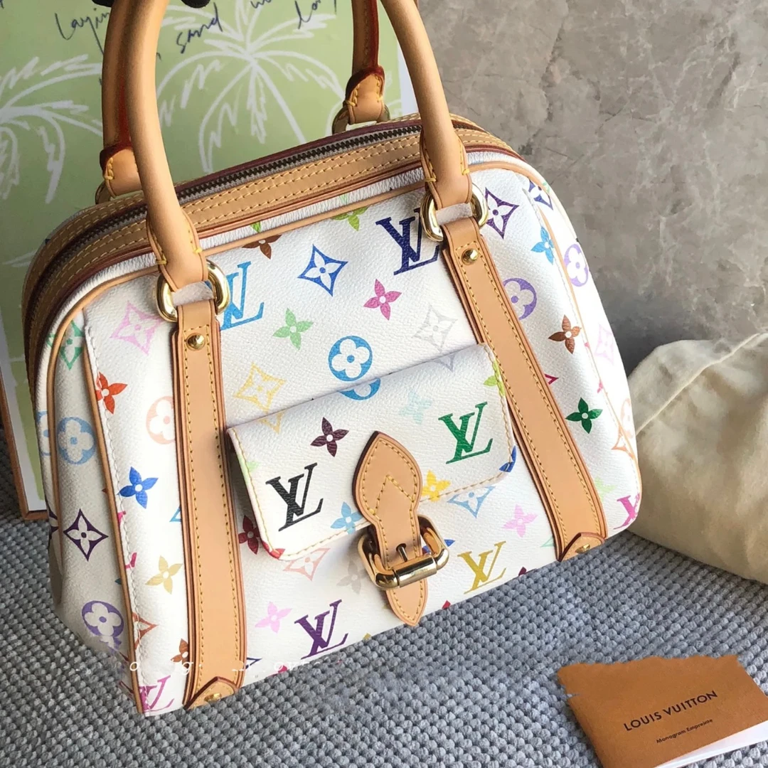 95新 LouisVuitton/路易威登 白三彩手提保龄球