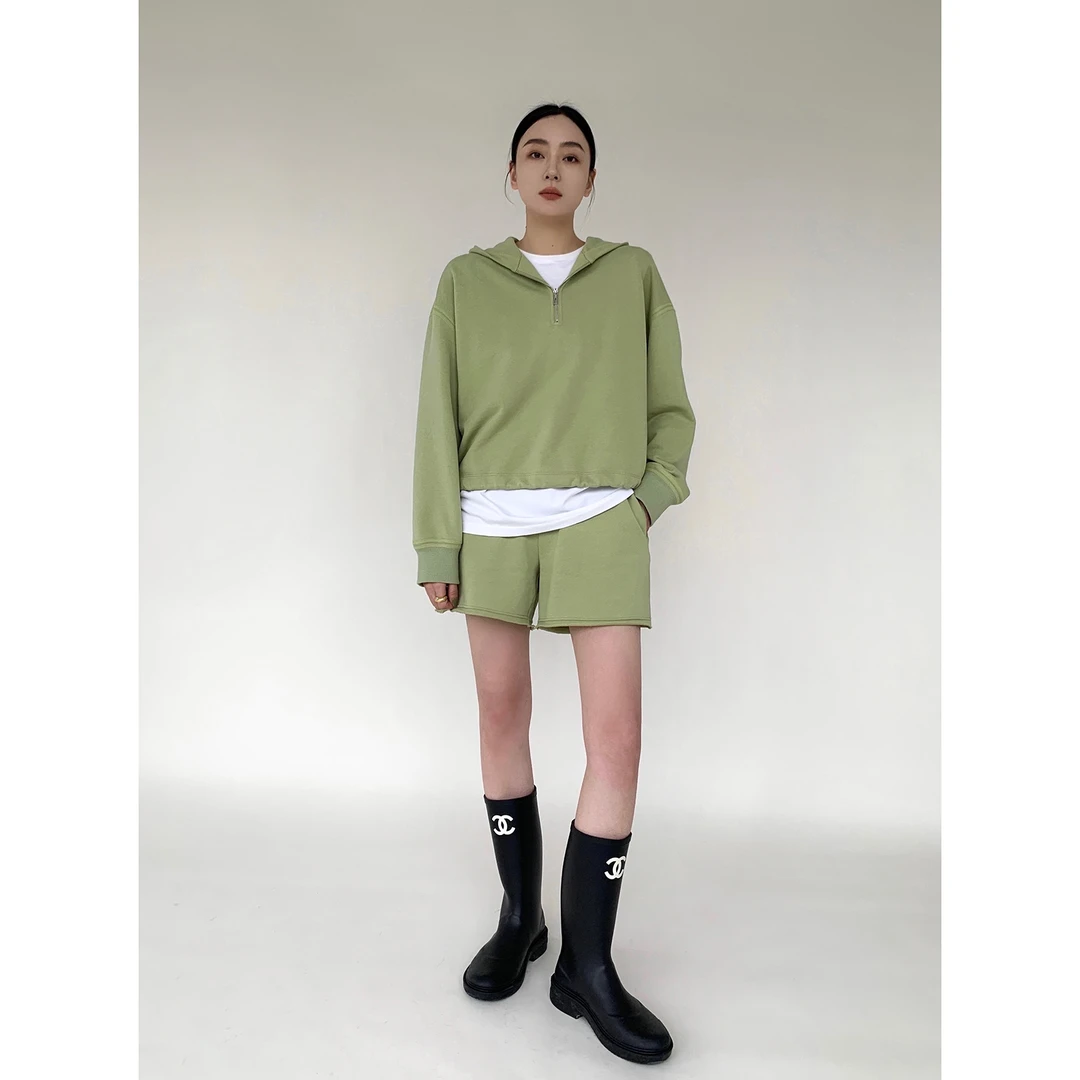 MARYME|澳洲棉运动拉链连帽卫衣短裤套装M220030&M220045&M220021