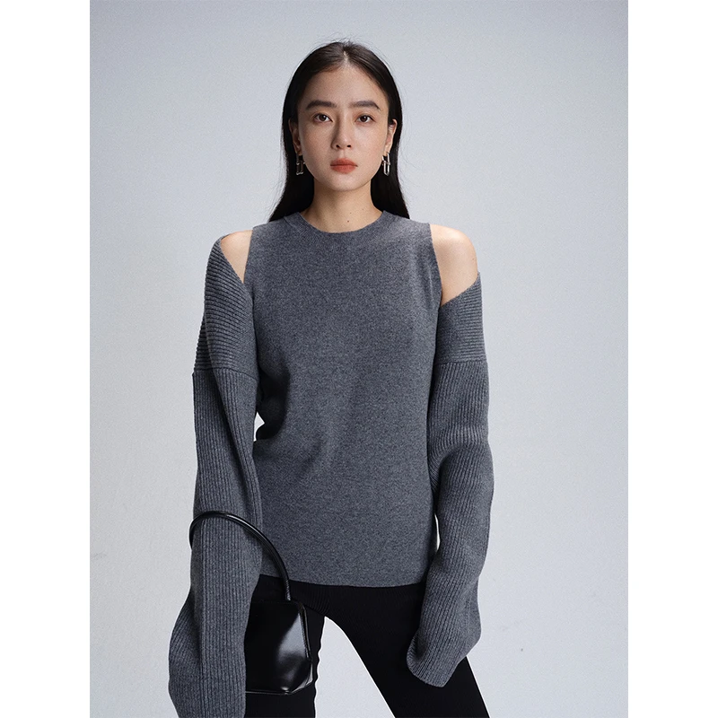 MARYME|可脱卸解构设计羊绒羊毛针织罩衫背心时尚气质M220352