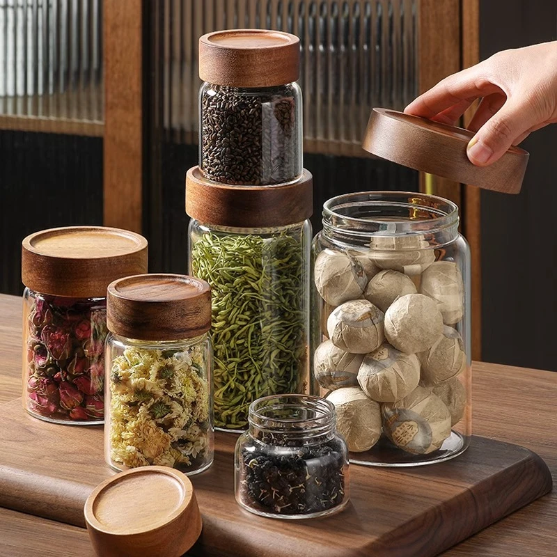 茶叶罐密封罐玻璃方便咖啡储存罐储物防潮便携小罐茶罐储存罐收纳