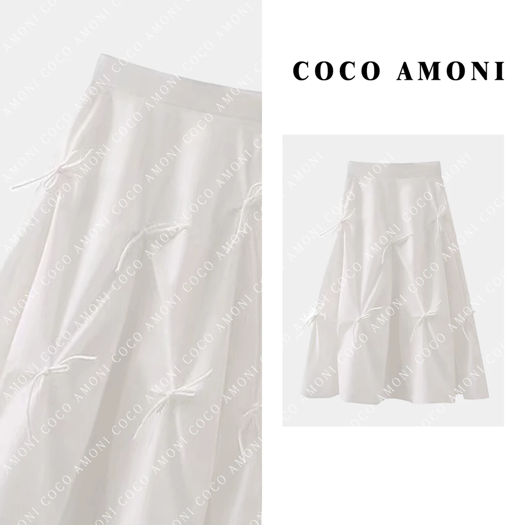 潮流设计蝴蝶结捏褶收腰松紧休闲潮流高腰半身裙ZQ140