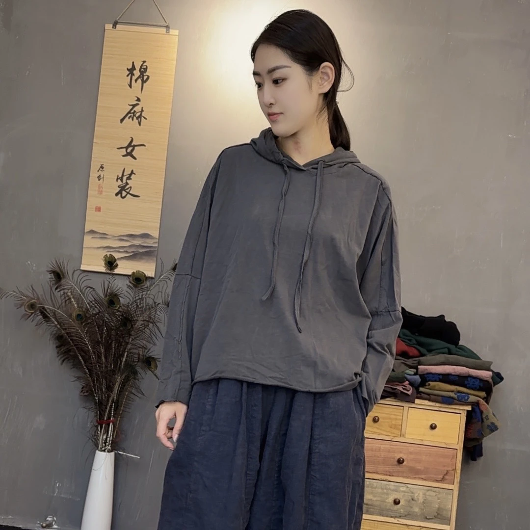 秋季新款纯棉打底帽衫简约百搭显瘦