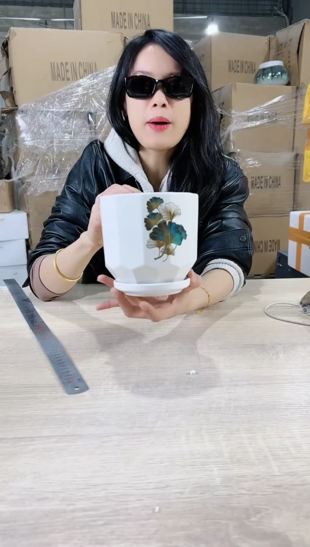 【闪购商品】陶瓷15cm以下轻质白叶子小号13X13（托盘分开）