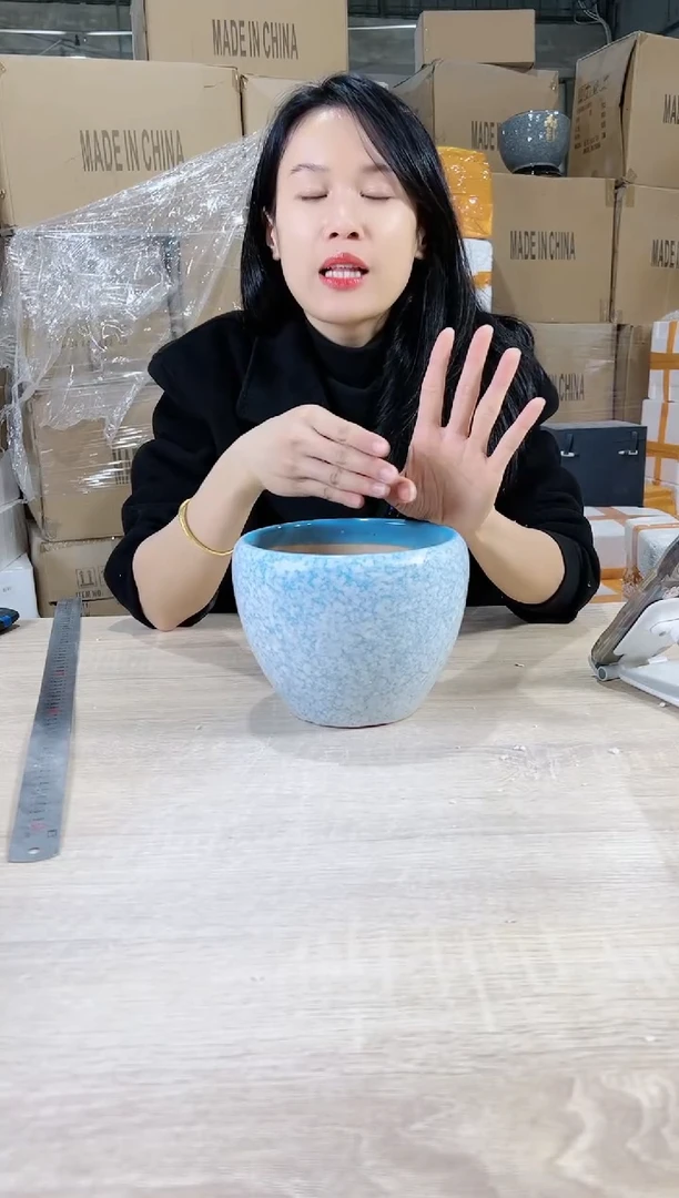 【闪购商品】陶瓷15cm以下苹果裂纹蓝色小号17X14