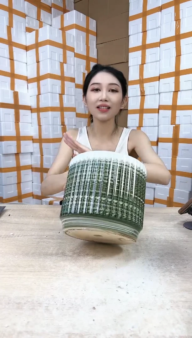 【闪购商品】陶瓷20CM以下条纹白口刷色大号21x19