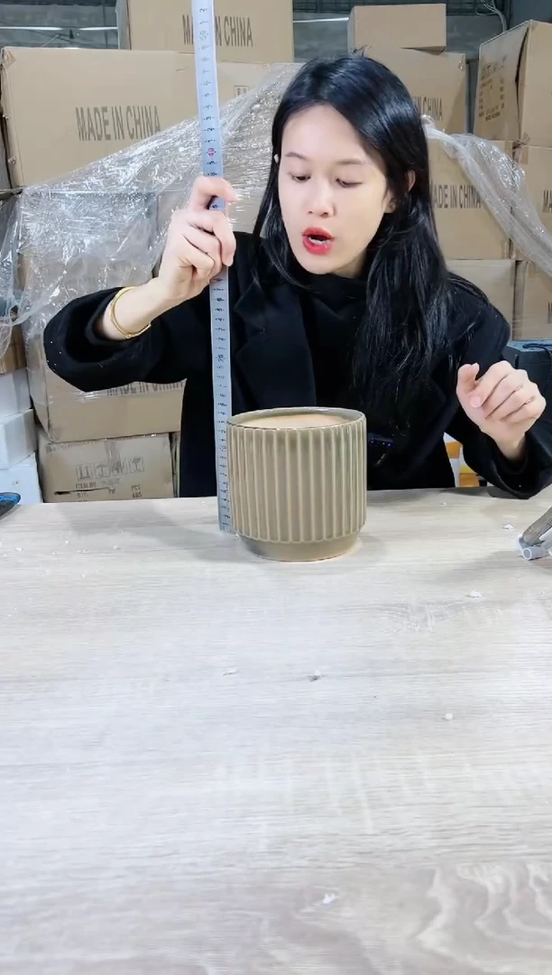 【闪购商品】陶瓷15cm以下条纹深绿裂纹釉小号15X14