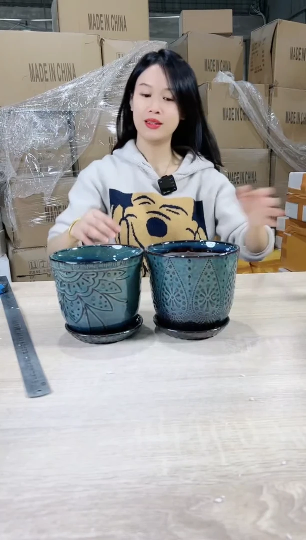 【闪购商品】陶瓷15cm以下两套深蓝配托盘15X13两个