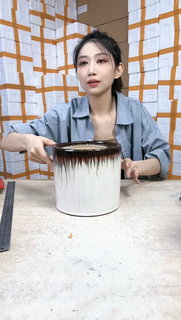 【闪购商品】陶瓷20CM以下直筒白流釉大号20x18