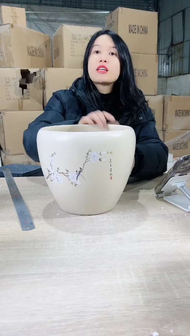 【闪购商品】陶瓷20cm(含)-50cm(含)蛋型米黄喜上大号23X21