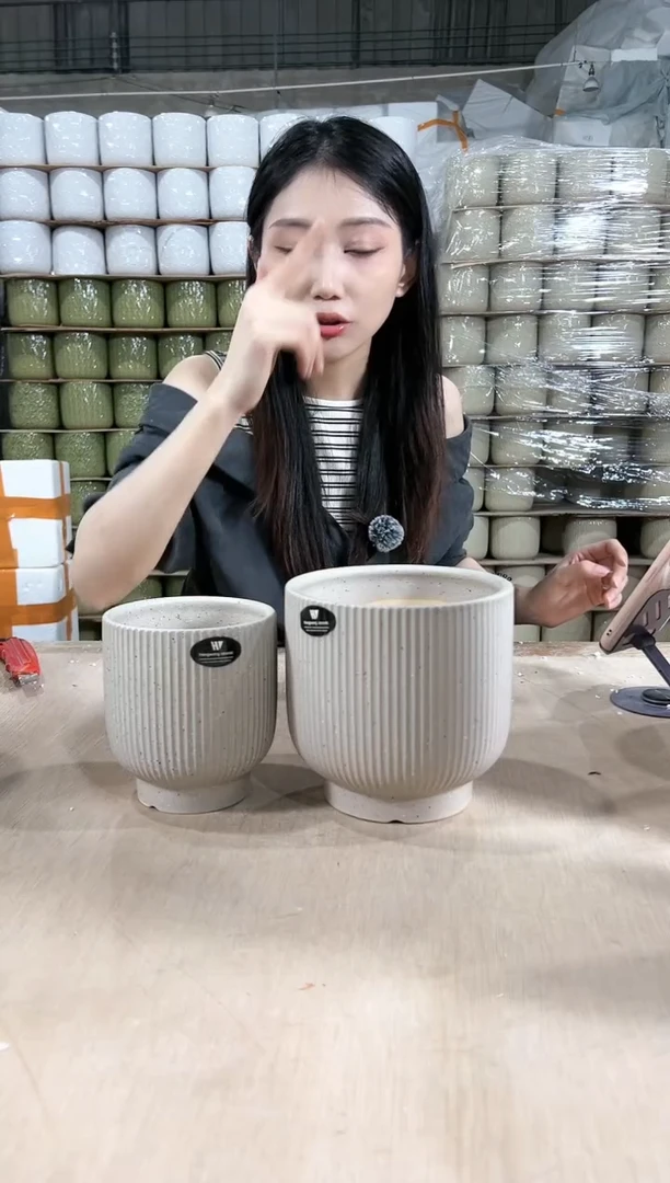 【闪购商品】陶瓷杯型条纹亚麻中号16+小号12