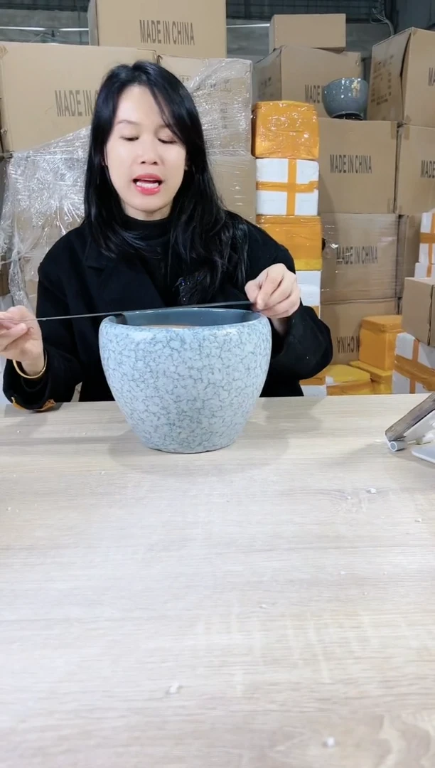 【闪购商品】陶瓷15cm-20cm苹果裂纹灰色中号21X17