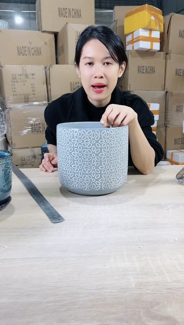 【闪购商品】陶瓷15cm-20cm波西米亚灰白大号21X19