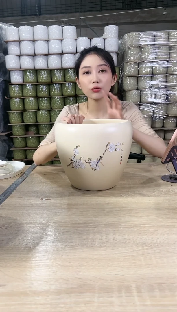 【闪购商品】陶瓷20CM（含）-50CM（不含）蛋型喜上米黄大号23x21