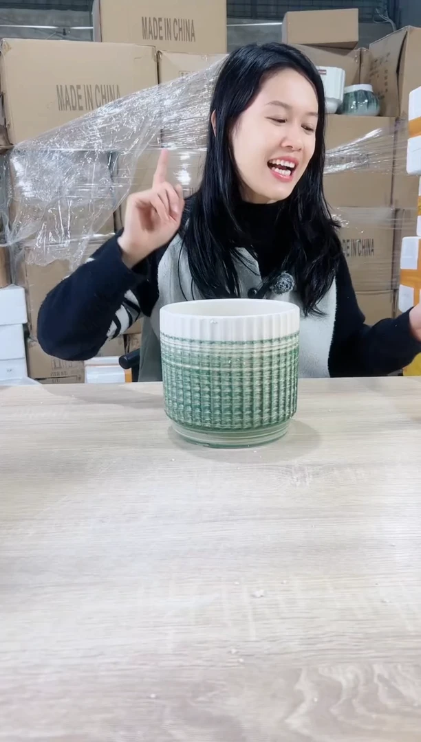 【闪购商品】陶瓷15cm-20cm条纹白口刷色中号18X16