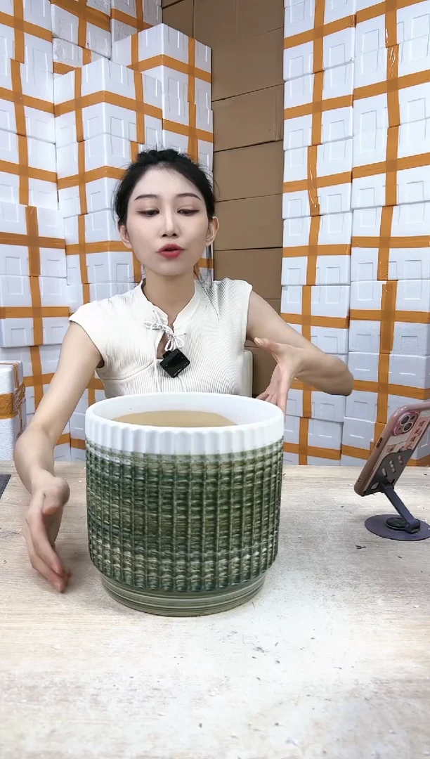 【闪购商品】陶瓷20CM以下条纹白口刷色大号21x19