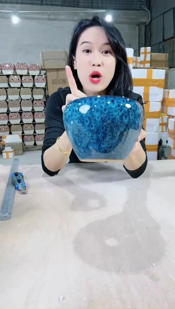 【闪购商品】陶瓷15cm以下苹果孔雀蓝小号15X11