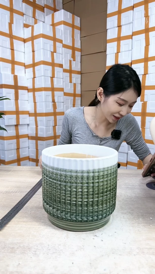 【闪购商品】陶瓷20CM以下条纹白口刷色大号21x19