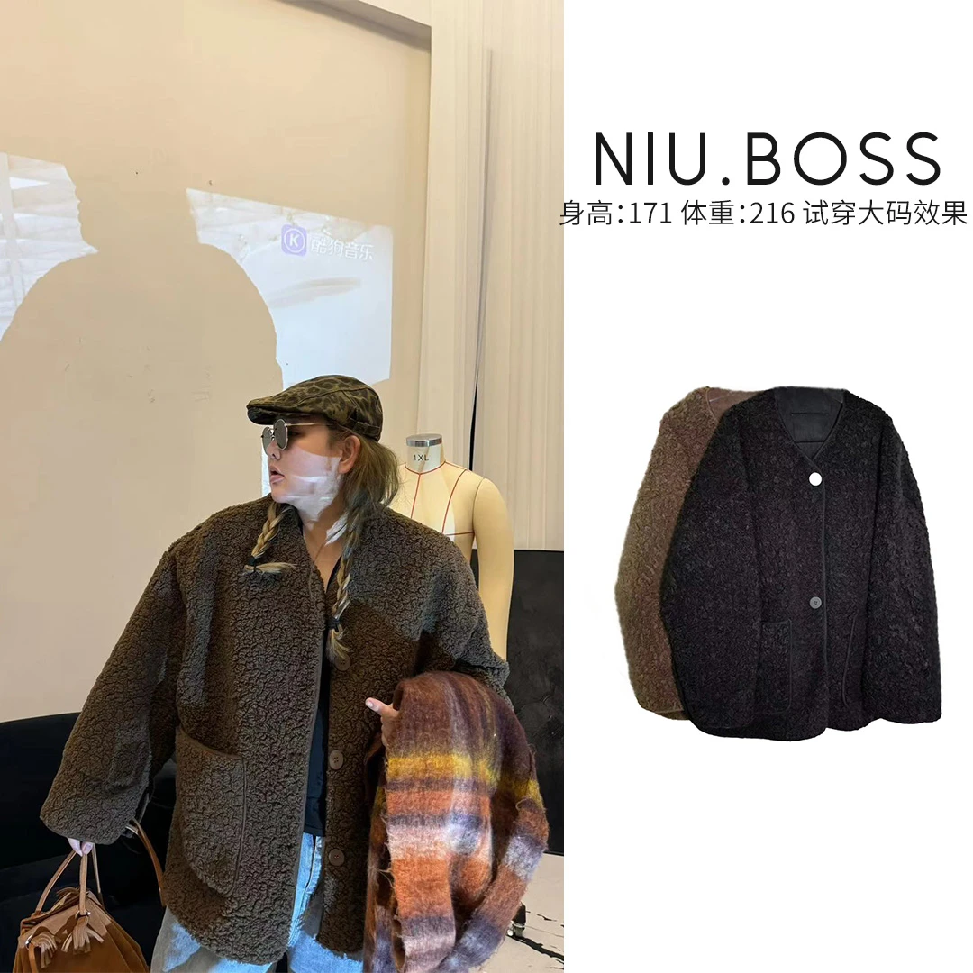 “软糯软糯”韩系慵懒秋冬百搭毛绒上衣外套（瑕疵介意勿拍）