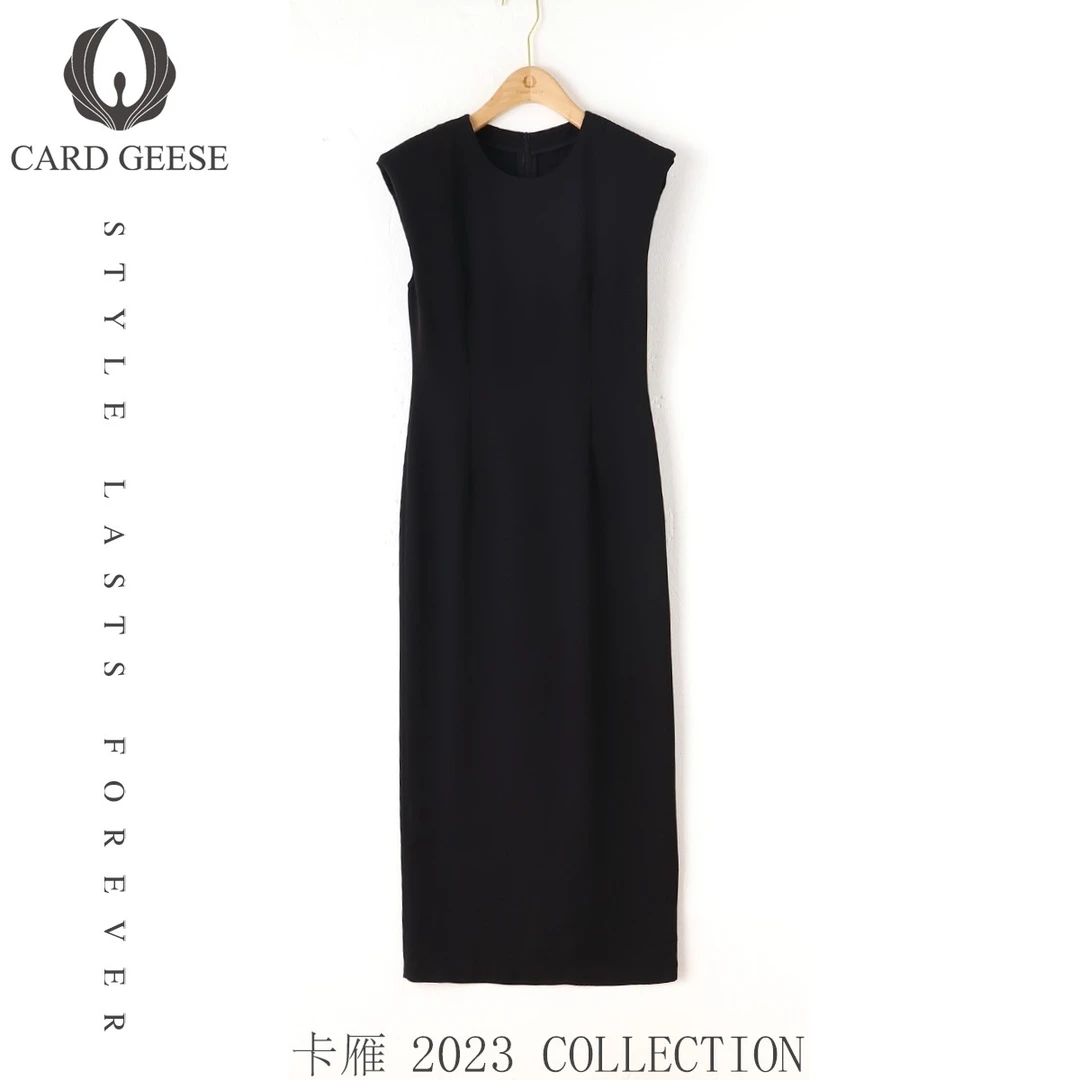 【卡雁CARD GEESE】新款垫肩收腰长款连衣裙MYJ2-23S800-5617L