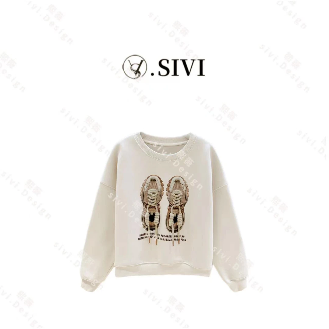 【熙薇品牌】2023冬季长袖休闲简约款加绒加厚单品打底卫衣F2472