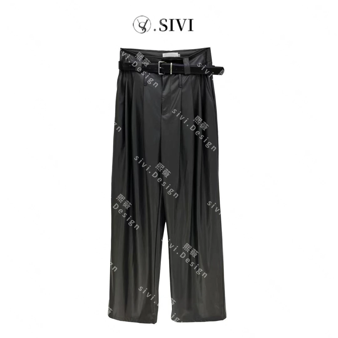 SIVI【丝滑格调】2023早秋高档垂感气质休闲裤高腰显瘦直筒裤F1231