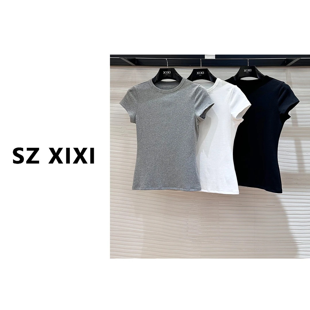 JIAYE CHAN 强推卡戴珊显瘦40支精梳棉正肩百搭tee