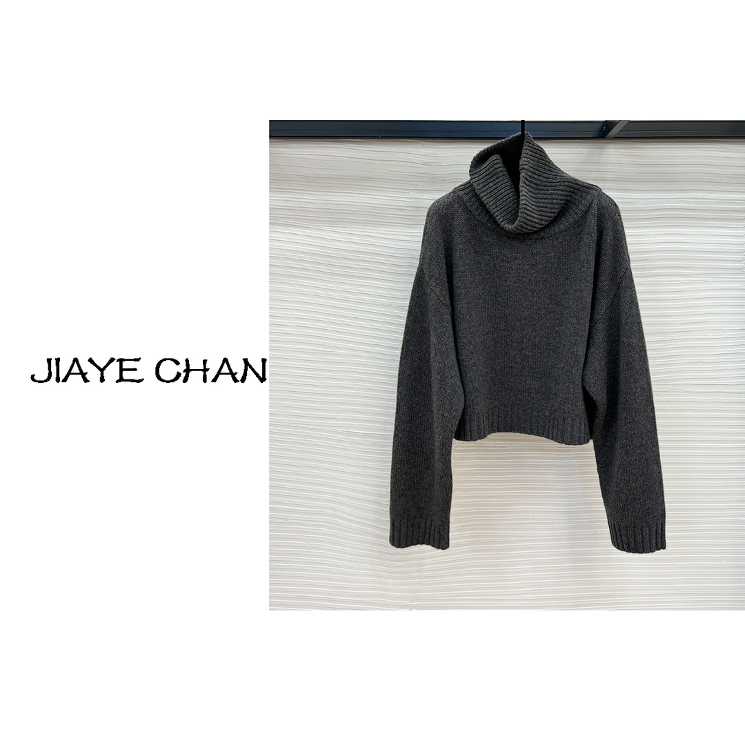 JIAYE CHAN   秋冬新款灰色长袖套头毛衣