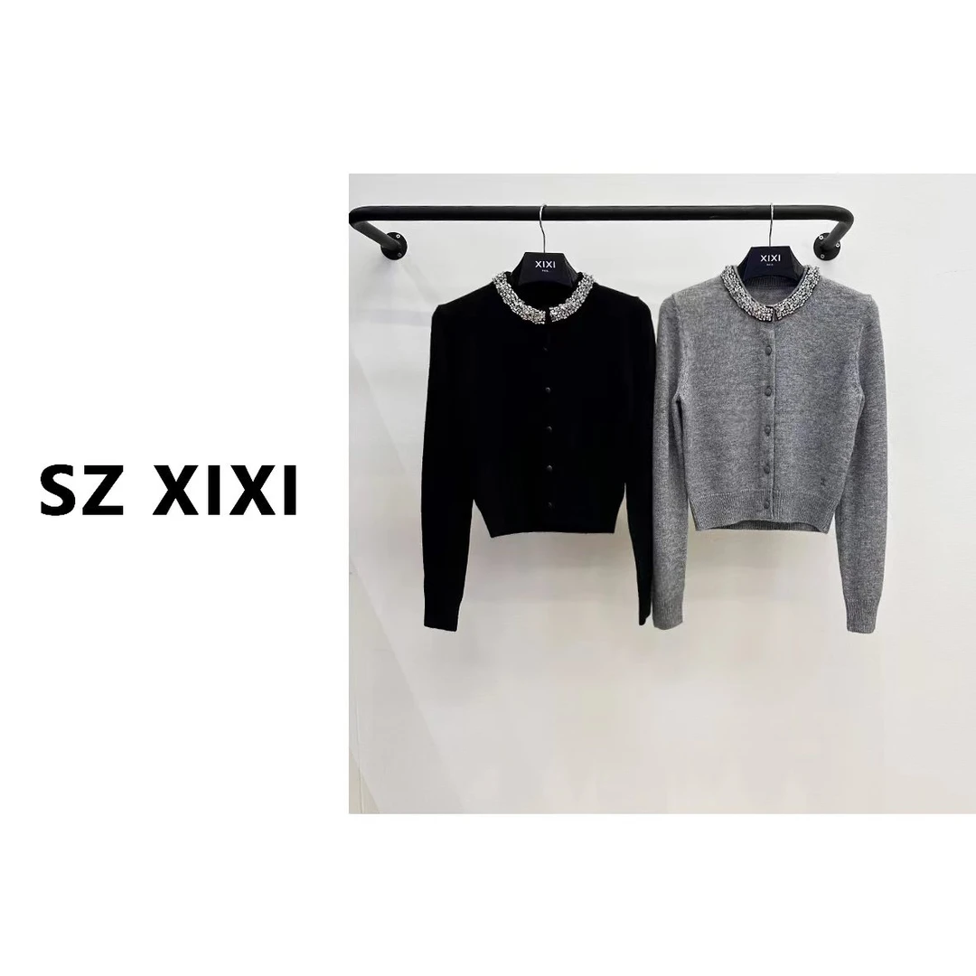 JIAYE CHAN   高级手工钉钻长袖针织开衫