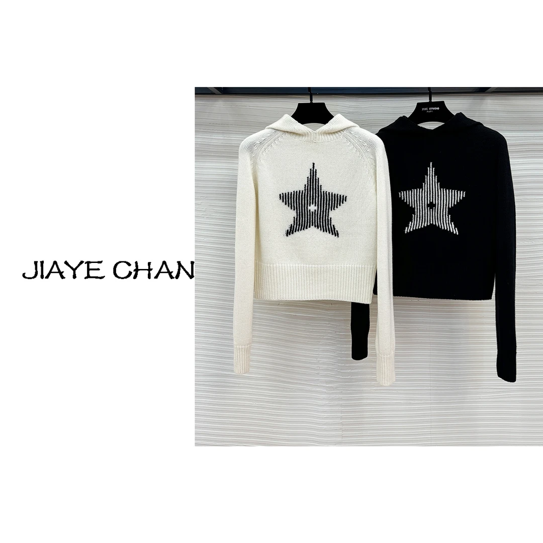 JIAYE CHAN五角幸运星连帽针织上衣
