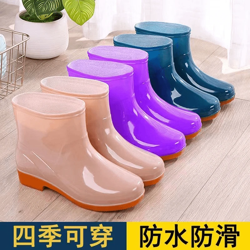 雨鞋女韩版短筒可拆棉垫保暖厨房工作洗车防滑低帮厚底胶鞋水靴女