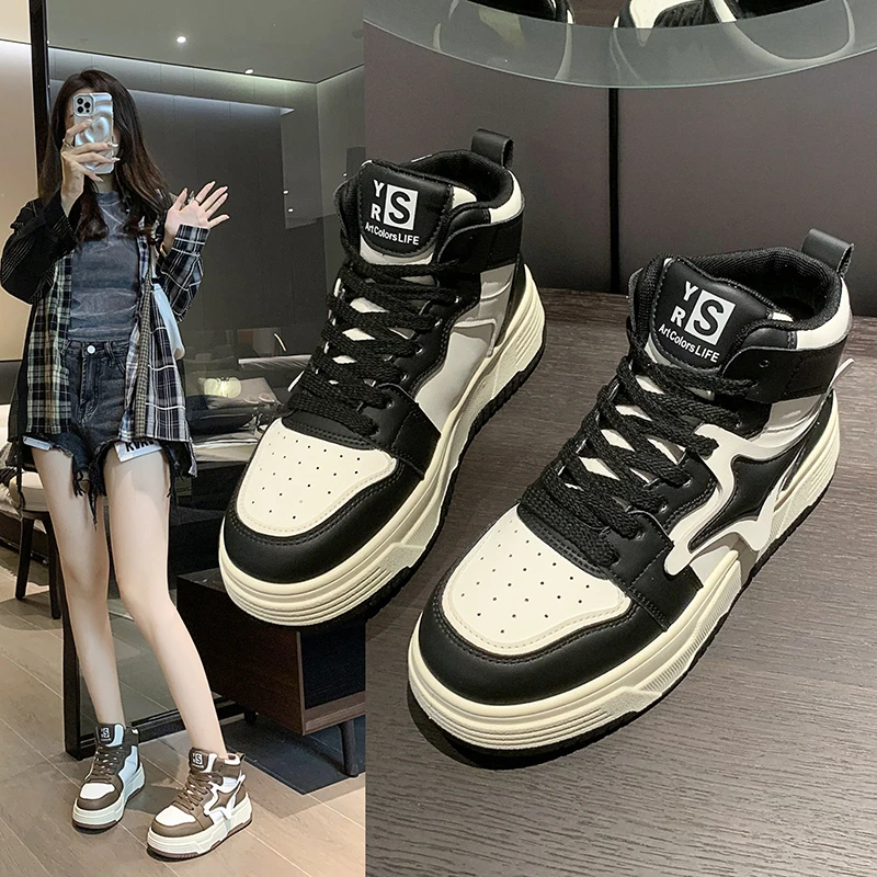 老爹鞋女秋冬季2023新款保暖百搭厚底增高运动鞋休闲高帮加绒鞋子