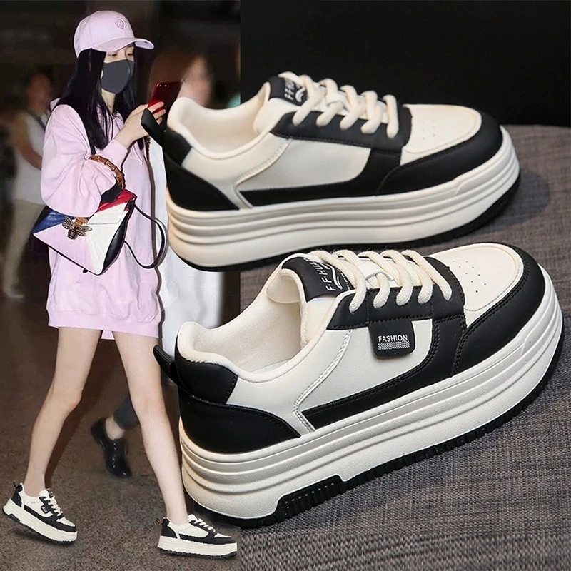 超火小白鞋女2024新款春秋季爆款松糕厚底板鞋百搭休闲学生运动鞋