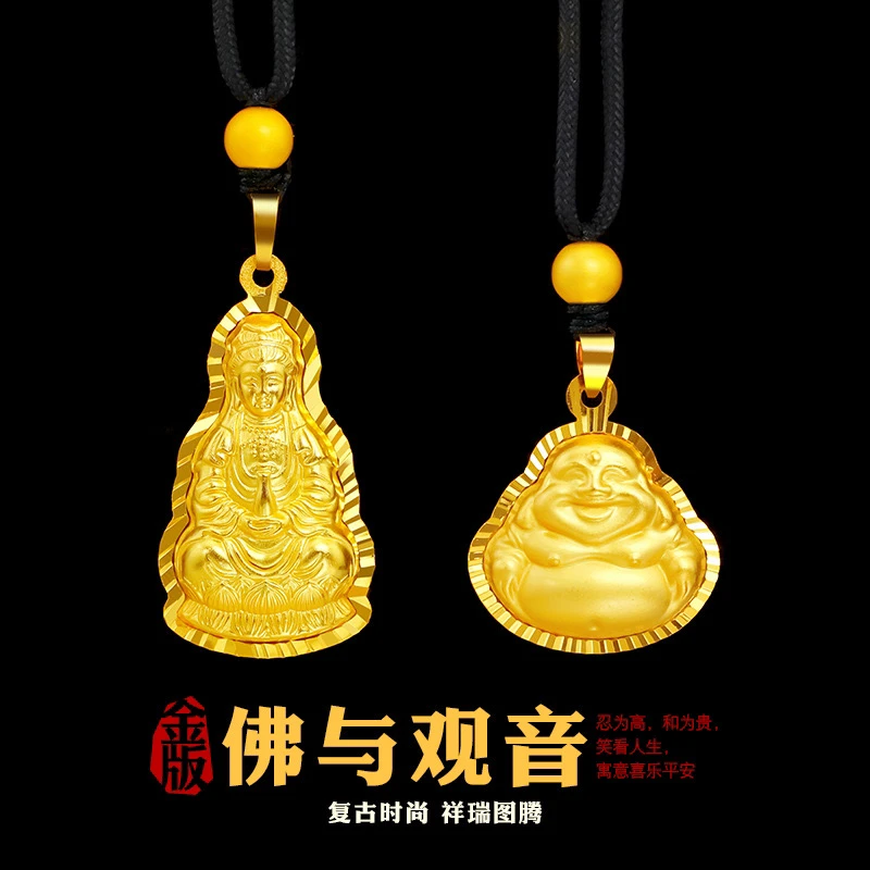 2025新款国潮复古观音佛吊坠男女同款时尚精美配黑绳