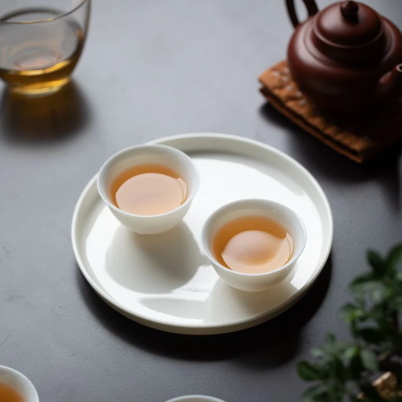礼普甜白陶瓷古香壶承茶壶壶垫家用简约点心盘小吃碟水果盘壶托盆
