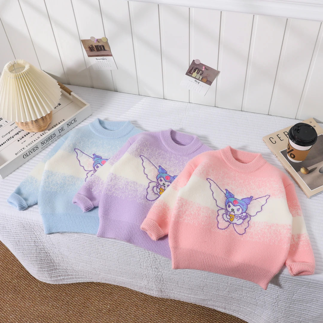 女童秋冬新款针织宽松韩版小香风加厚保暖儿童圆领女宝针织毛衣